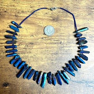 Blue Aura Quartz Crystal Necklace